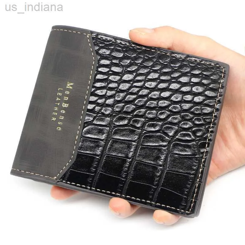 Wallets Men's Wallet Pu Leather Short Purse Hand Bag Hombre Carteira Vintage Style odile Tail Part Faux Fu Leather Pattern Billeter L220929