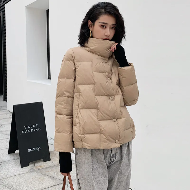 Slim Fit Stretch Down Parka Womens With Stand Collar Lightweight And  Comfortable Down Jacket For Ladies Mujer Invierno 220929 From Dou003,  $32.41