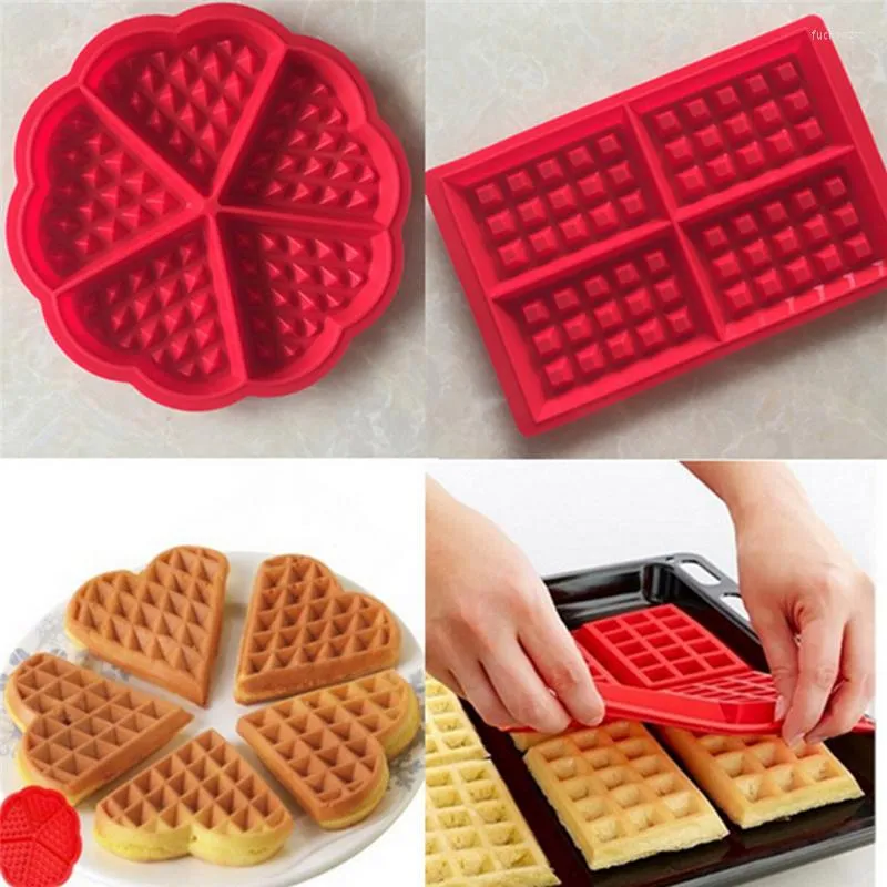 Baking Moulds Silicone Waffle Mold Maker Non-stick Kitchen Bakeware Cake Mould Makers For Oven High-temperature Set