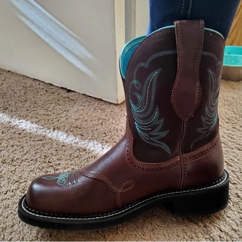 Stivali da donna Buono stivale da cowboy Autunno Inverno Scarpe da donna in pelle Retro Femme