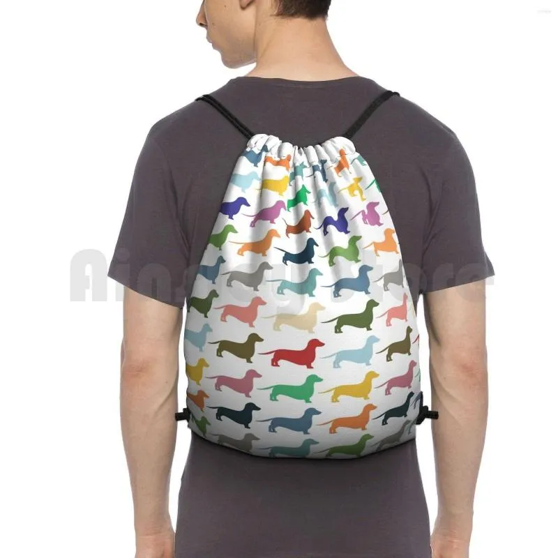 Backpack Dachshunds Drawstring Bags Gym Bag Waterproof Cool Trendy Colour Color Dachshund Sausage Dog Wiener Lowrider