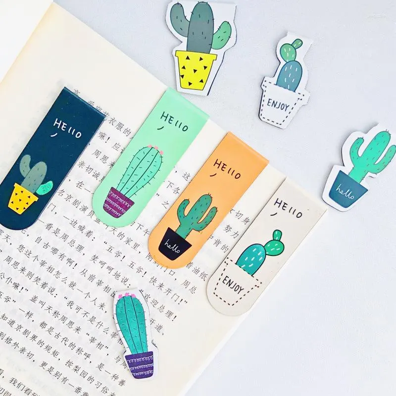 Korean Stationery Cute Cactus Magnetic Bookmarks Suitable For Students Teachers Reading Markers Durable Page Clips