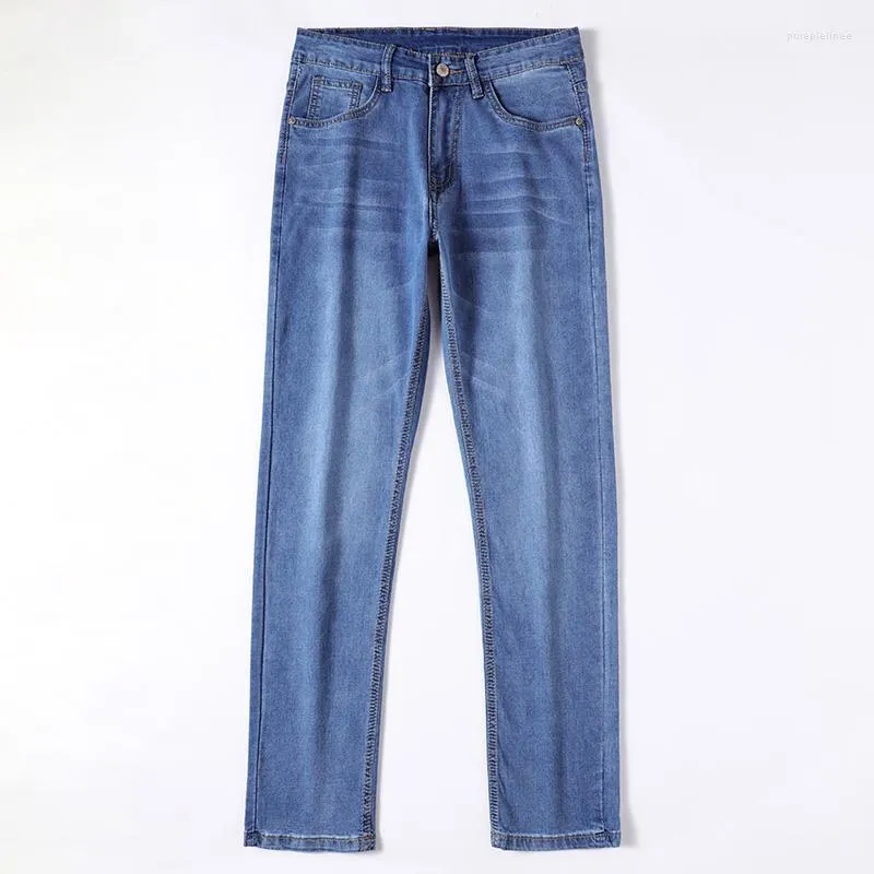 Jeans pour hommes marques de mode pour hommes hommes pantalons coton droit élastique affaires pantalon classique 2022 Style Jean Denim mâle quatre saisons