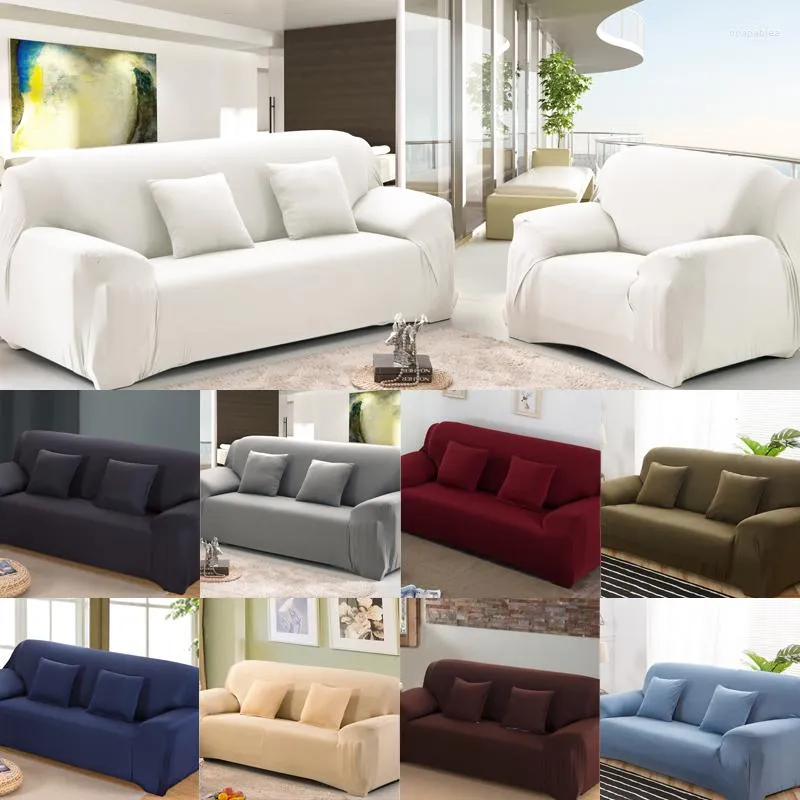 Chair Covers Solid Sofa Cover For Living Room Elastic Case Sectional Couch Spandex Stretch White 1/2/3/4 Seater