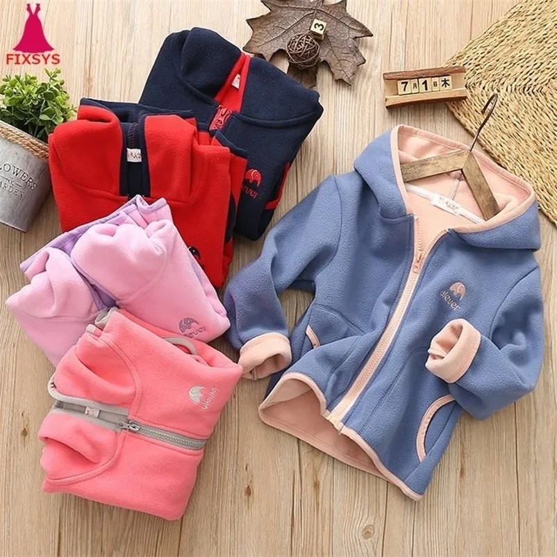 Jackets Kids Girls Coats Autumn Winter Soft Polar Fleece Hoodies Boys Coat Warm Children Outwear Teenagers 7 8 9 10 Years 220928