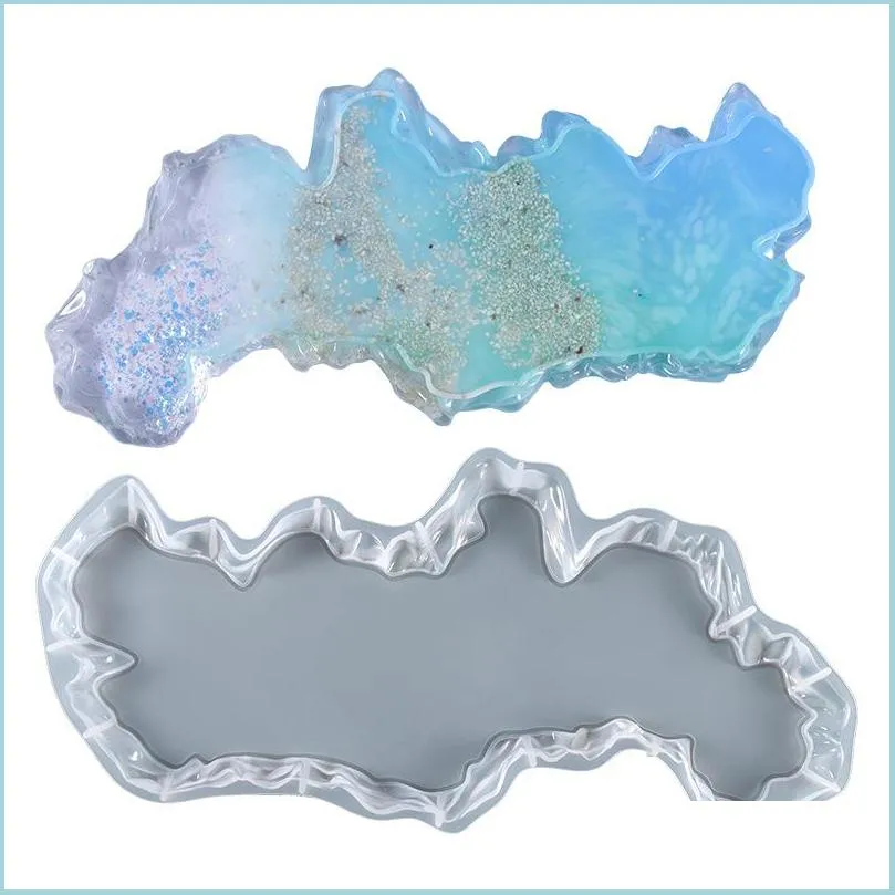 Moldes Diy Irregar Bandeja Molde de resina Sile Geode Coaster Mod Moldes epóxi para ferramentas de jóias artesanais Acessórios Drop Drop 2021 Equipamento Dhejz