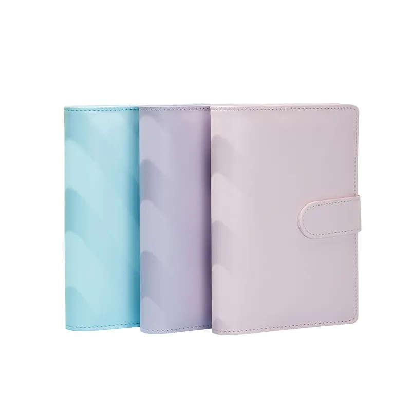 A5/A6 anteckningsbok Notepad Bindemedel 6 ringar Spiral Business Office Planner Agenda Budgetbindemedel Macaron Color Pu Leather Cover med inre sidor