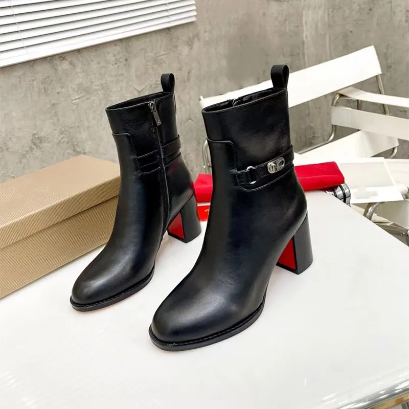 Ayak bileği botları deri orijinal deri bot bloğu topuk chelsea martin patik ağır hizmet lüks tasarımcı markaları kadın boots için high7cmboots takip