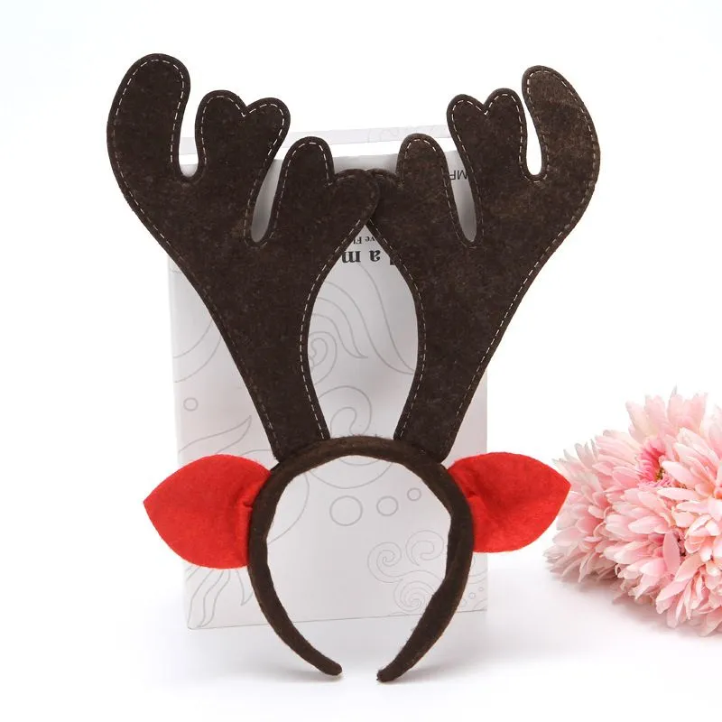 Christmas Antler Headband Elk Hair Hoop Reindeer Hair Accessory Festival Decoration HH22-293
