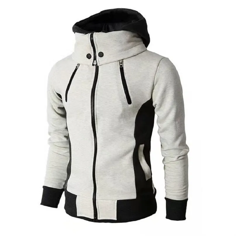 Hommes Hoodies Sweats Zipper Hommes Vestes Automne Hiver Casual Polaire Manteaux Bomber Veste Écharpe Col De Mode À Capuche Mâle Outwear Slim Fit Sweat À Capuche 220929