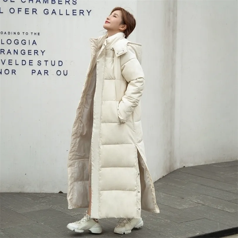 Womens Down Parkas Xlong Womens Parka Solid Hooded Casual Winter Jacket Women Stand Collar Loose Cotton imbottito cappotto spesso Ladies 220929