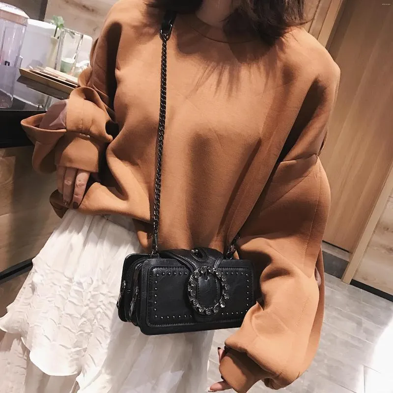 Akşam çantaları crossbody için kadınlar messenger deri çanta payetli omuz siyah kadın küçük çanta tote