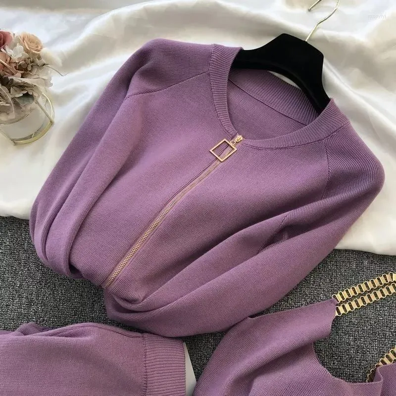 3pcs solid cardigan coat with cheap top and pants