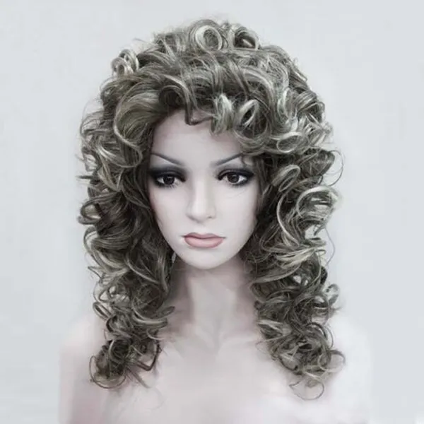 Женщины спиральные кудри пушистые наполовину полная повязка на голову натуральные волосы косплей парики