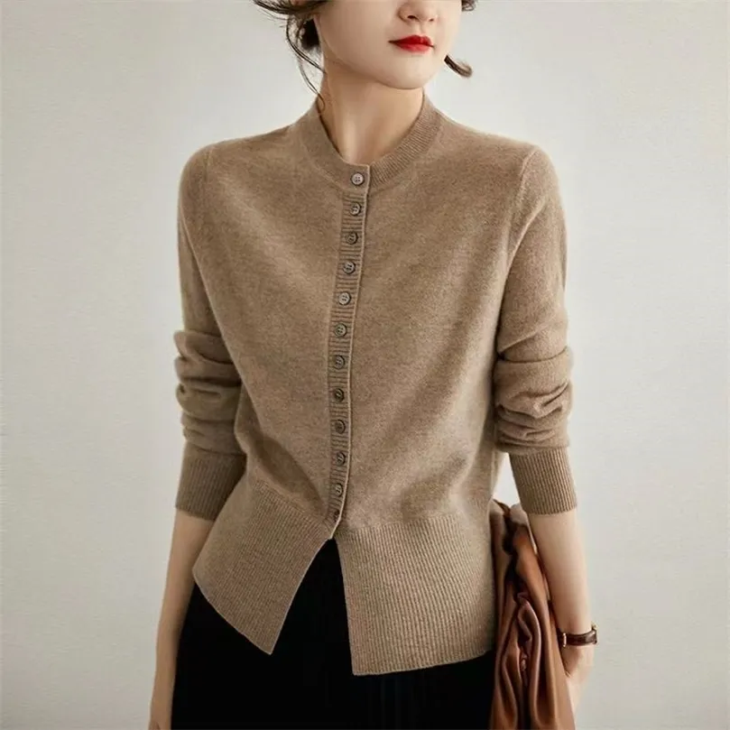 Womens Knits Tees TuangBiang Autunno Inverno Elegante Donna ONeck Cardigan in cotone Cappotto monopetto Maniche lunghe Comodo cammello in maglia Top 220929