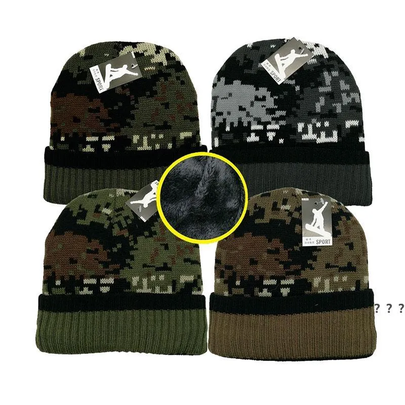 New Fashion Camouflage Hat Cappelli lavorati a maglia ispessiti Cappellino in lana calda ZZB15857