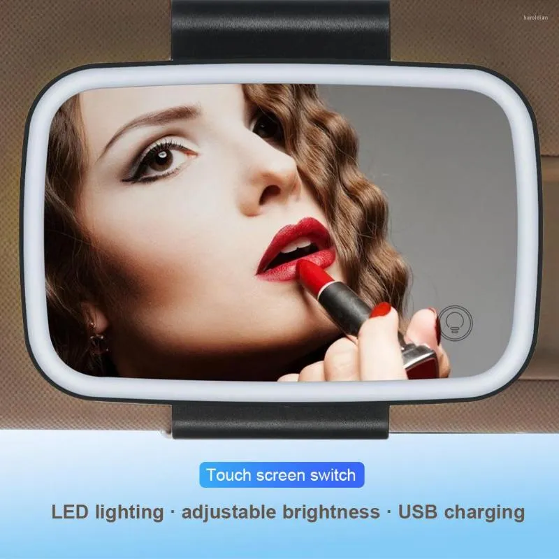 Interior Accessories LED Makeup Mirror Universal Car Mirrors Touch Switch Car-mounting Visor Cosmetics Supplies