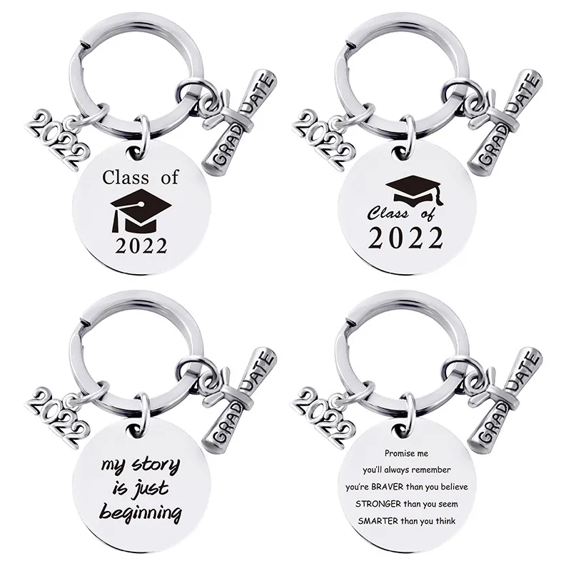 2022 Stainless Steel Graduation Keychain Pendant Metal Keychains Key Chain Luggage Decoration Keyring Creative Graduation Gift DH8777