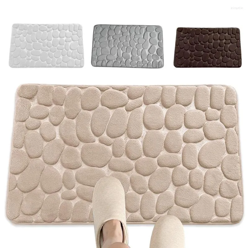 バスマット石畳のバスルームマット吸収性滑り止めカーペット床張りシャワールームドアマットの装飾にエンボスメモリフォーム