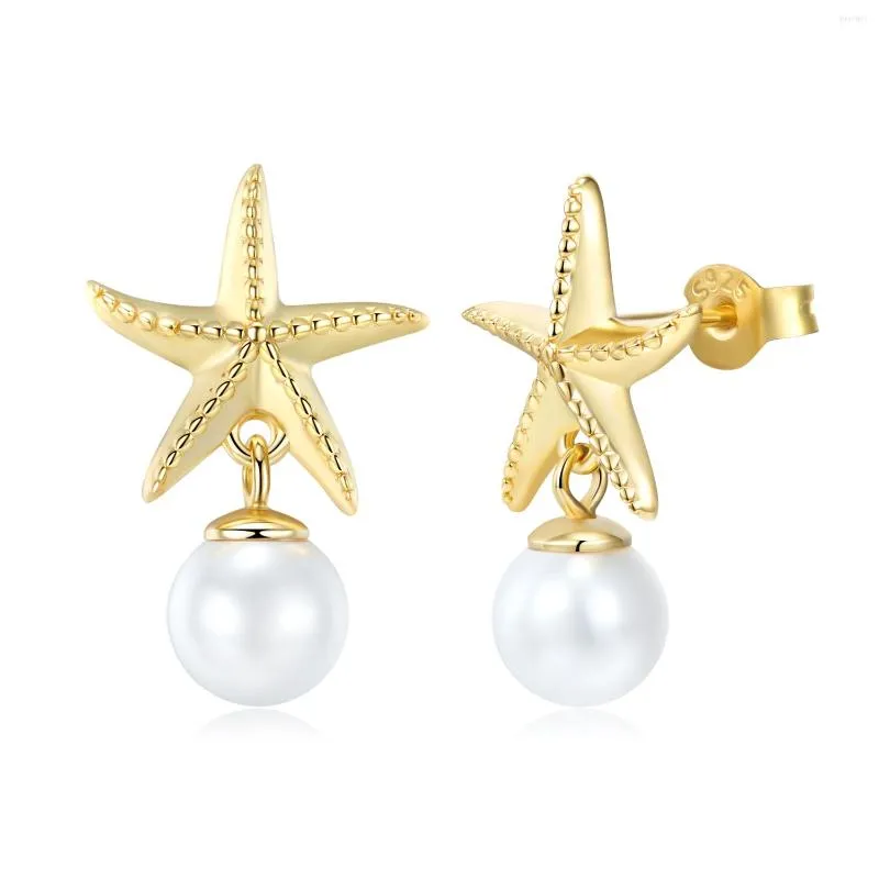 Stud Earrings MIKIWUU Star 925 Sterling Silver Shining Light Shape With Shell Pearl For Women Fine Jewelry Gifts