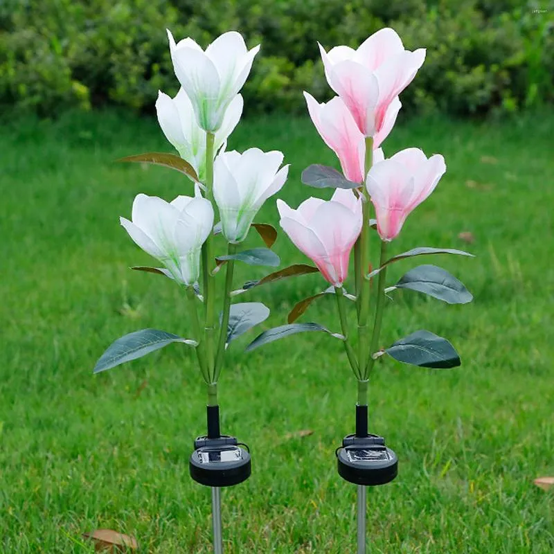 Solar Simulation Magnolia Flower Light Home Decorative Lights Garden Decoration Lawn Lamp Waterproof Landscape Rose L