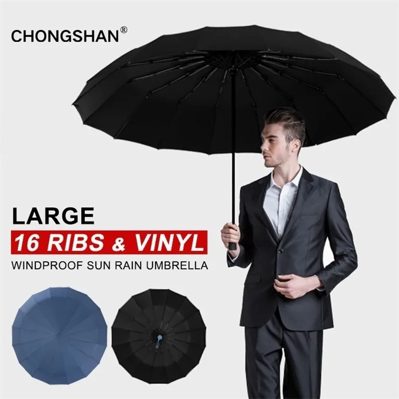 Umbrellas 16Ribs Large Strong Fully Automatic Folding Rain Men