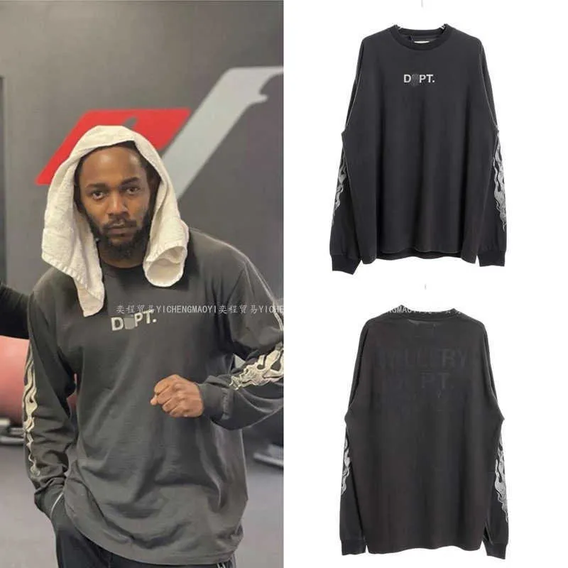 Galleries Dept Designer T-Shirt Pullover Lamar Letter Flame Print