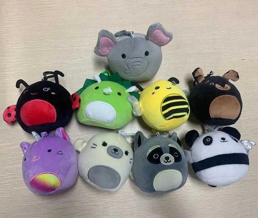 Squishy 10cm Peluş Oyuncak Yastık Anahtarlık Karikatür Dolgulu Hayvanlar Tavşan Yengeç Arı Kelebekleri Koala Triceratop Yumuşak Oyuncaklar Noel Hediyeleri 2022HOT