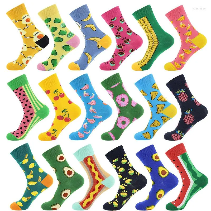 Chaussettes pour hommes Impression 3D Happy Funny Hommes Femmes Nouveauté Skateboard Crew Fruit Printemps Automne Chaussette Femme