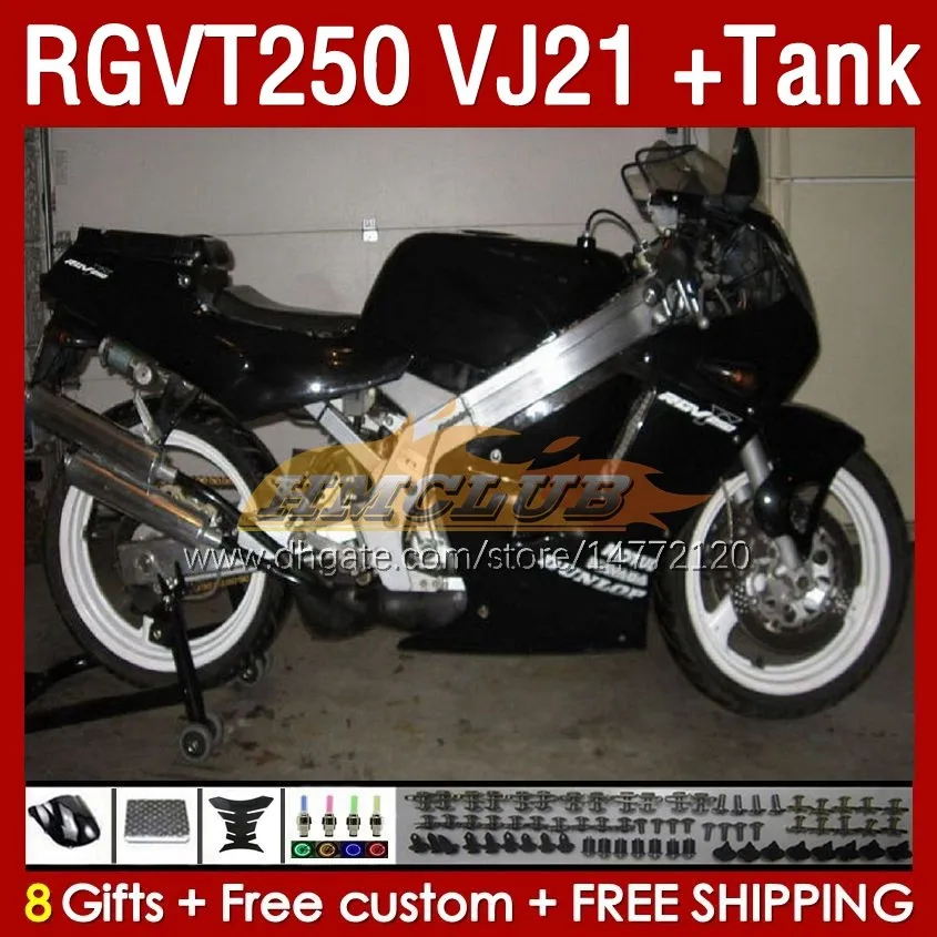 Tankverkleidungsset für Suzuki RGV250 VJ21 SAPC RGV-250CC RGVT-250 1988 1989 Karosserien 159Nr.64 RGV-250 RGVT250 88 89 RGVT RGV 250CC 250 CC 88-89 Verkleidungsset glänzend schwarz