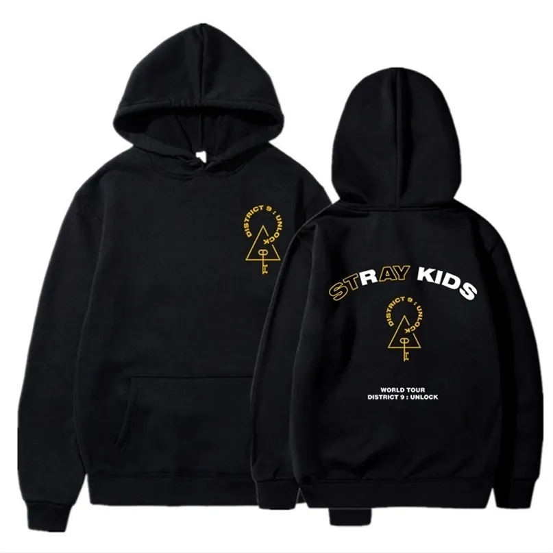 Felpe con cappuccio da uomo Felpe Stray Kids District 9 Sblocca Concert Fashion Cool Fans Manica lunga Pullover con cappuccio 220929