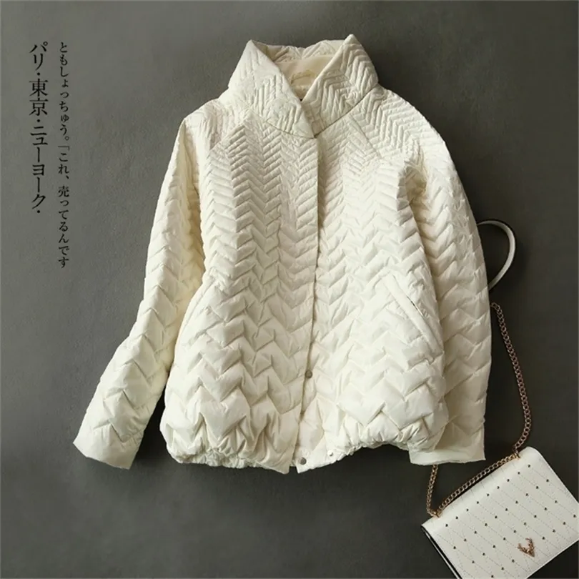 Kadınlar Aşağı Parkas Yüksek Kaliteli Moda Kısa Beyaz Ördek Down Ceket Kadınlar Japonca Sonbahar Kış İnce Kat Butik Giyim Kadın K263 220929