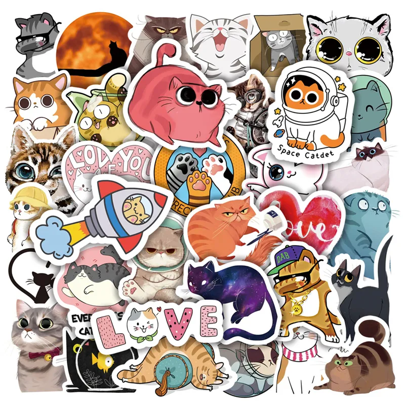 Sticker Dessin animé mignon ami chien et chat