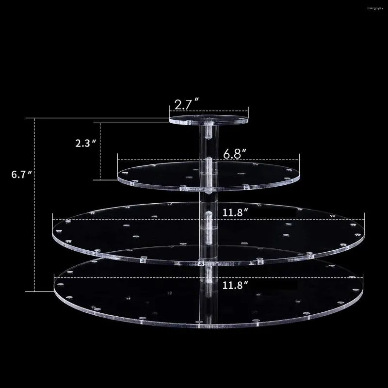 Présentoir à gâteaux en acrylique, outils de cuisson, porte-sucette transparent à 30 trous, bonbons ronds à 3 niveaux pour mariages, fêtes d'anniversaire