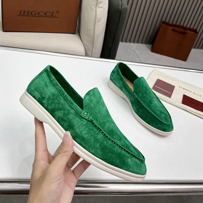 kidseuede mense loafers curage革のビジネスシューズヌードブルーメンズドライビングシューズフラットラバーソールフォーマルウォークシューズa17