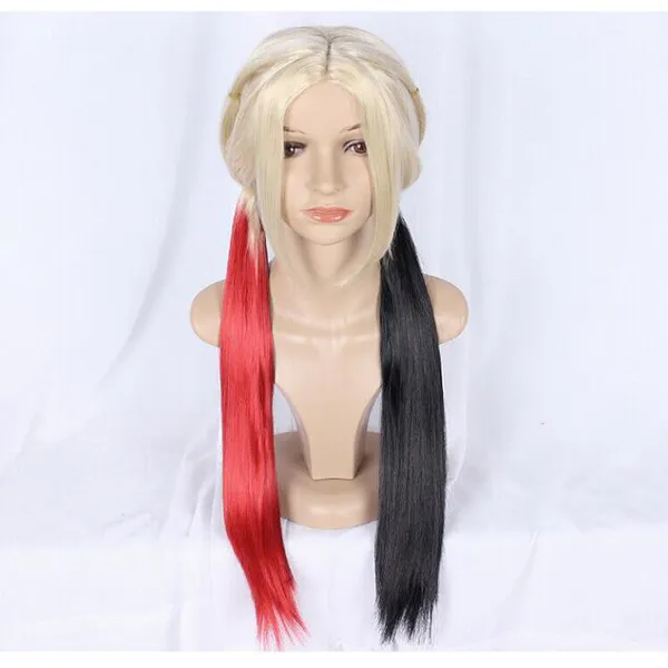 Lady Fashion Black Red Straight Hair Cosplay Full Syntheti Women's Party Wigs