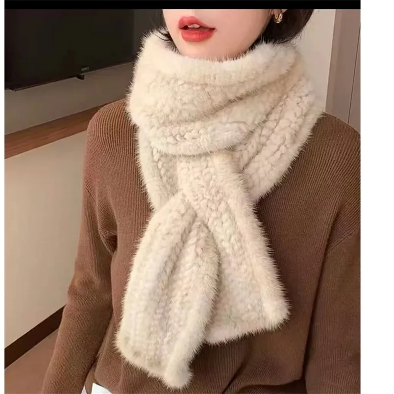 스카프 겨울 따뜻한 양면 짠 외국 스타일 밍크 스카프 양모 숙녀 한국어 버전 Fur 220929