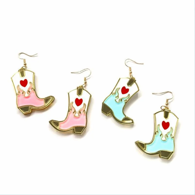 Dangle Chandelier Pink Blue Cowboy Boot Dangle Earrings For Women Trendy Acrylic Drop Earring Jewelry Fashion Accessories Delivery 20 Otg7A