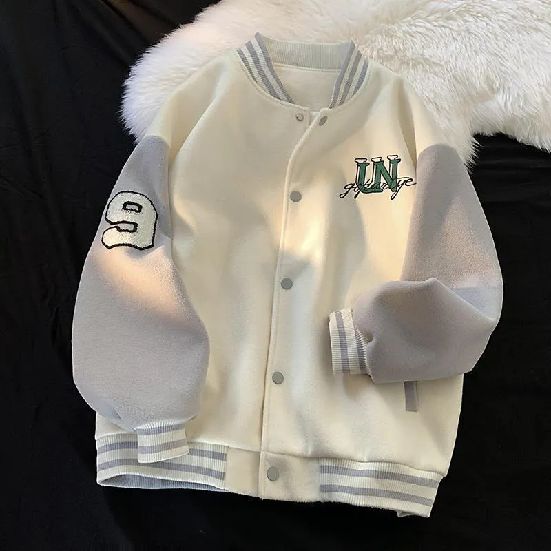 Kvinnors jackor våren baseball uniform retro lös broderi kvinnlig amerikansk skjorta ins kläder topp 220929