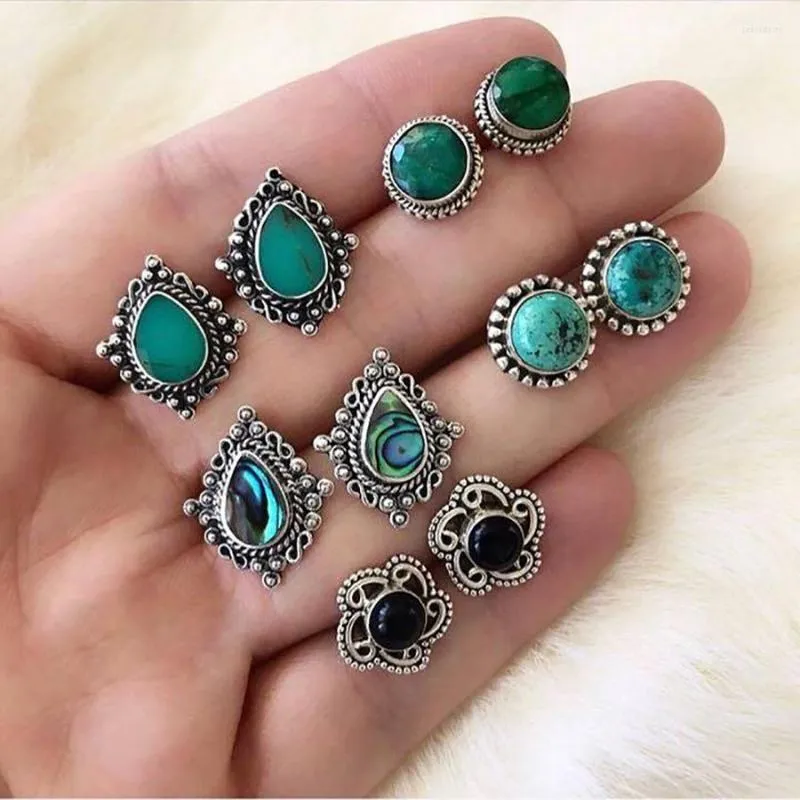 Brincos do garanhão tendência 5 pares de jóias deslumbrantes turquesa boêmia e