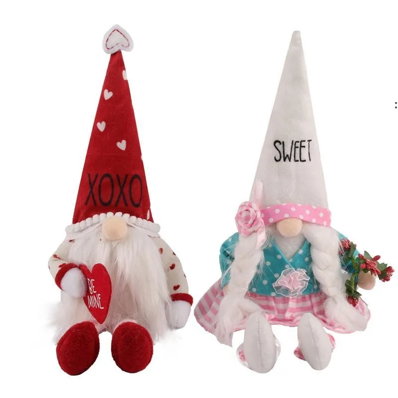 Valentines Party Gnomes Plush Decorations Handmade Swedish Tomte for Home Office Shop Tabletop Decor BBB15901