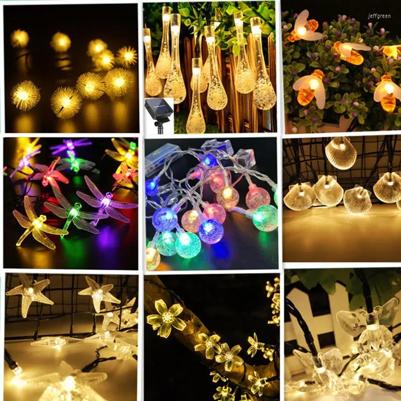 20/30 LED Lotus Ball 5M / 6.5M Lampada solare Power LED String Fairy Lights Ghirlande Giardino Decorazioni natalizie per esterni