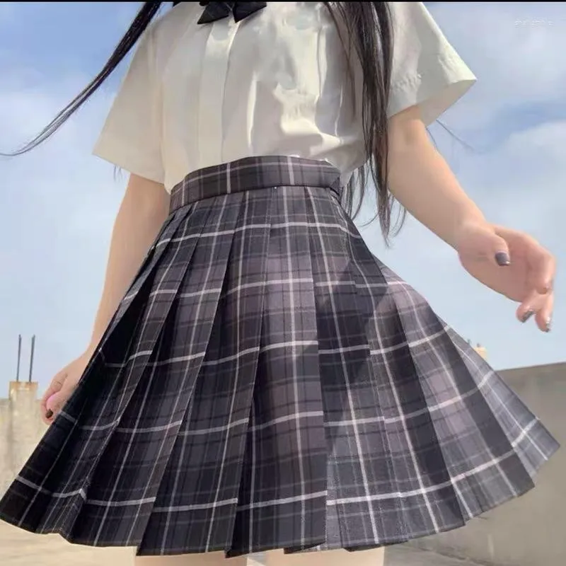 Skirts Plus Size Mini Womens Summer Pleated Skirt High Waist Cute Pink Plaid Japanese School Uniform Harajuku Jupe Female