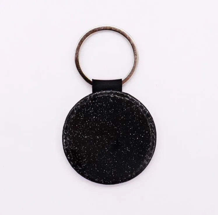 Party Favor Round Heat Transfer Keychain Pendant Fine Flash Sublimation Blank Leather Keychains Luggage Decoration Key Ring DIY Gift SN4918