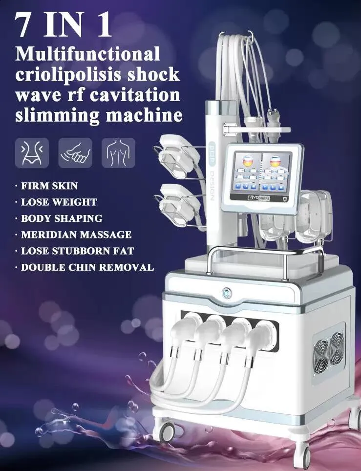 Clinique Utiliser 360 Cyo Greezing Slinom Shock Shock Shock Shock Machine de beauté Cryolipolyse Perte de poids Corps Forme 80K Cavitation RF Resserrer la peau Muscle Pain Relief Dispositif