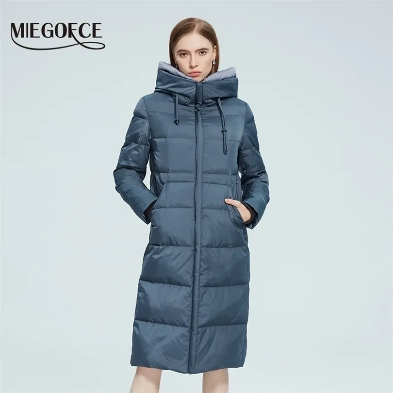 Women Down Parkas Miegofce Winter Long Kurtka Kobiety z kapturem ciepłe wiatrakowe kieszenie płaszcza ukryte zamek błyskawiczne odzież Parka D22671 220929