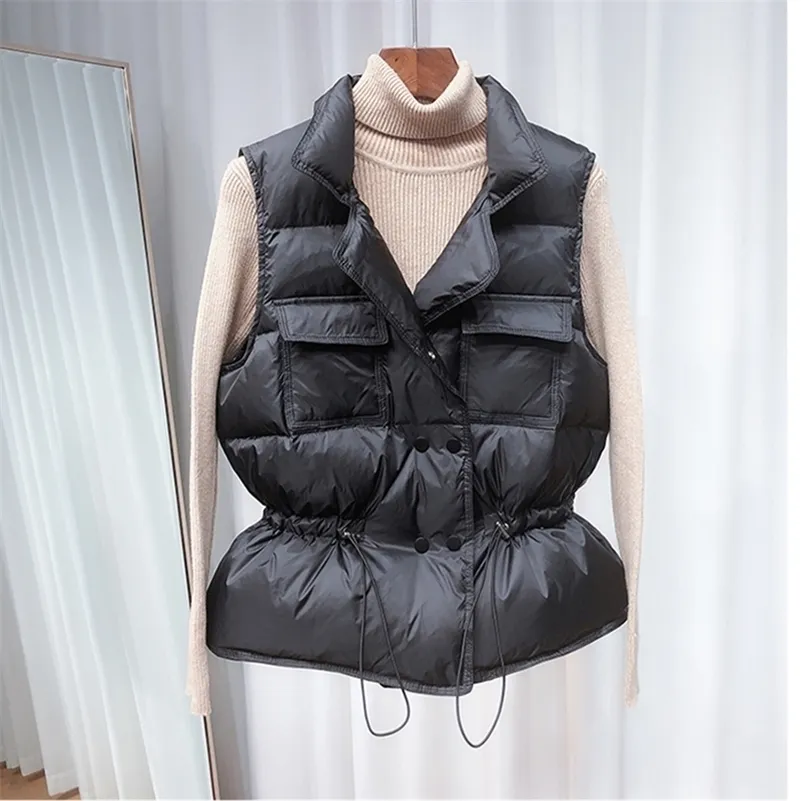 Women's Vests Winter Down Women Short Windbreaker Lightweight Coat Warm Waistcoat Female White Duck Sleeveless Jacket 220928