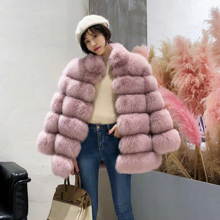 Women's Fur Faux Medium Long Fake Jacket Women Warm Winter ry Outwear 3XL Sleeve Stand Collar Female Coats T220928