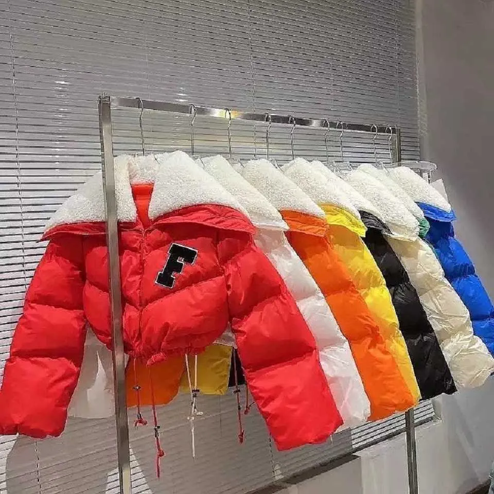 Vestes Femmes Bubble Puffer Manteaux Crop Veste Col De Fourrure Casual Épais Chaud Vers Le Bas Manteau Court 2022 Femmes Y2K Vêtements Streetwear Lettre Jakcets T230104