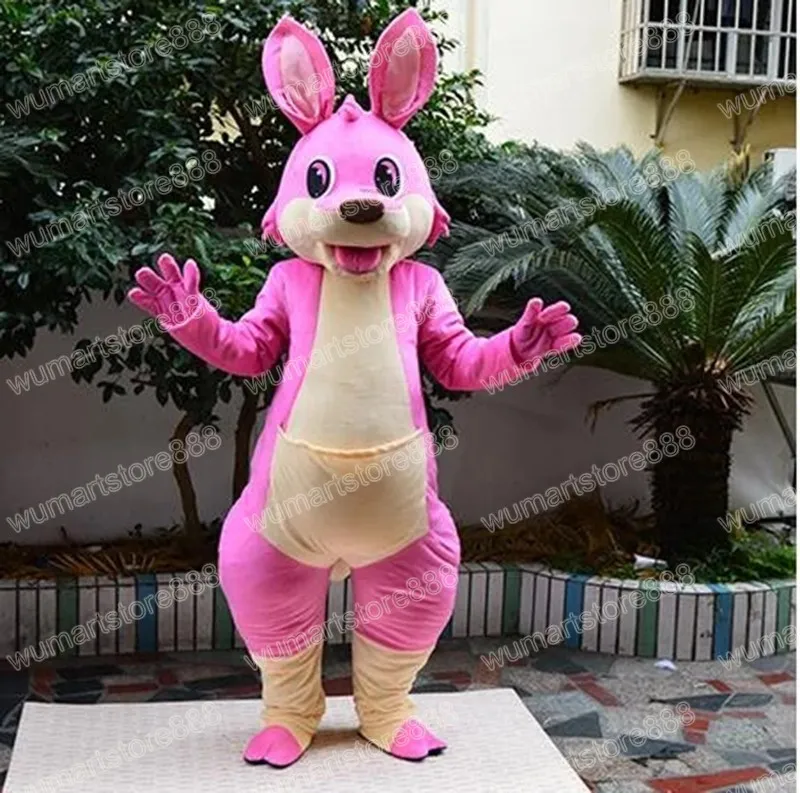 Halloween Pink Kangaroo Mascot Costume Cartoon Th￨me du personnage Carnival Festival Fancy Dishad Adults Taille No￫l